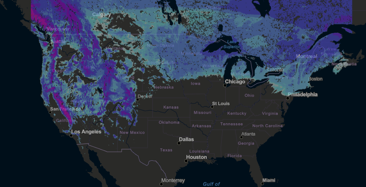 U.S. Snow Cover Map After Epic Snowfall Hits California
