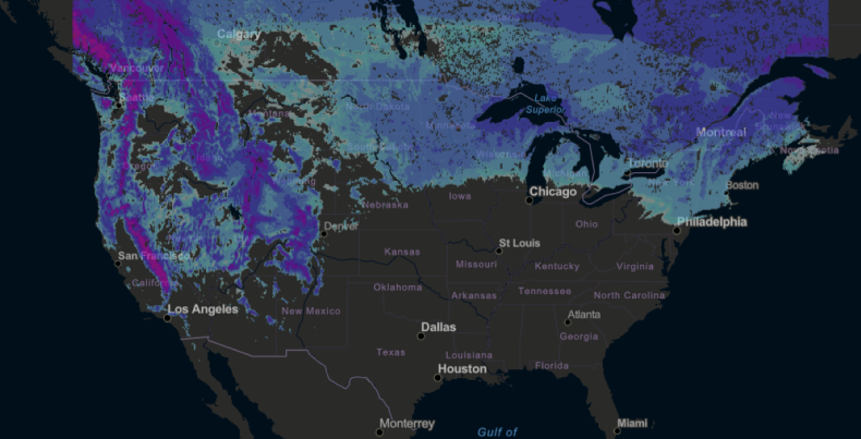 US snow cover map 