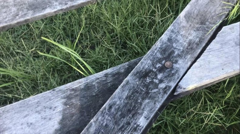 grass and some planks of wood