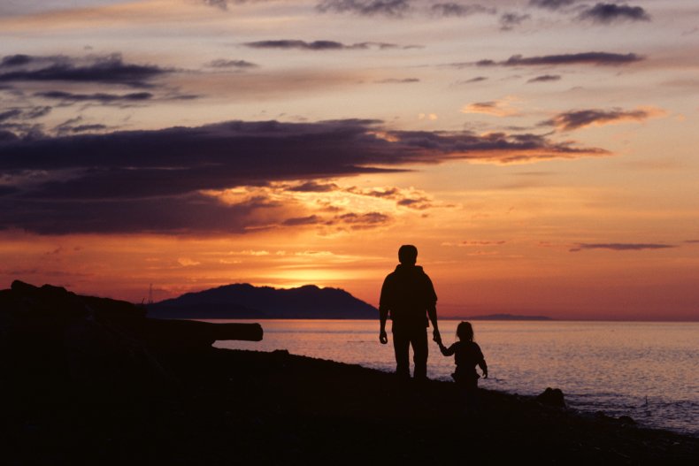 Father and daughter holding hands