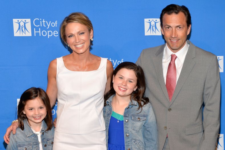Amy Robach with daughters and Andrew Shue