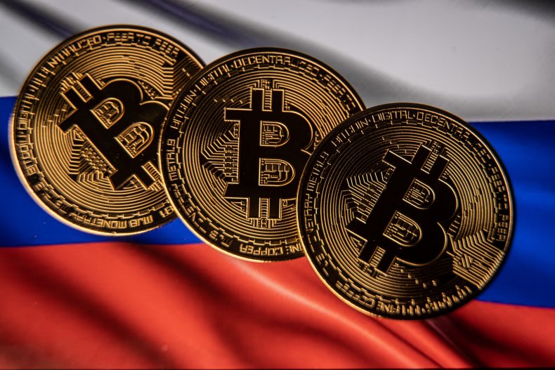 Russian flag and bitcoin image