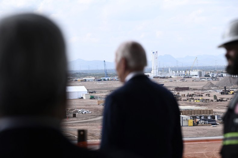 Joe Biden at semiconductor factory construction site