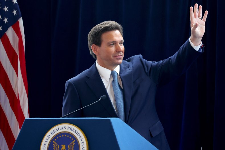 Florida Governor Ron DeSantis waves to the