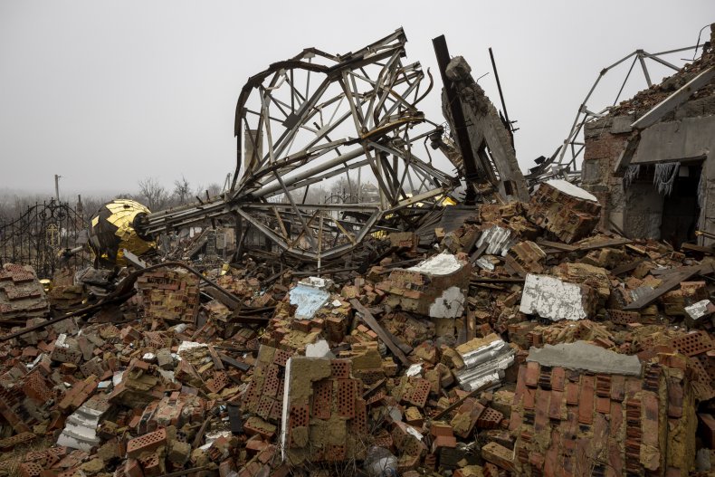 Destroyed Russian Headquarters in Occupied Ukraine