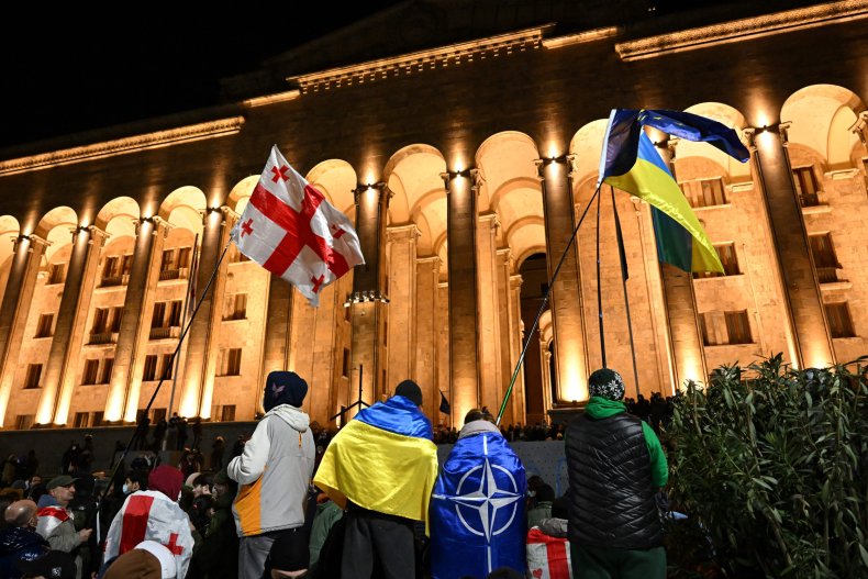 Georgia protesters in Tbilisi protests NATO EU