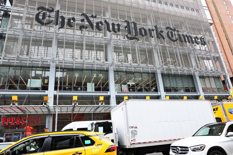 The New York Times headquarters is seen