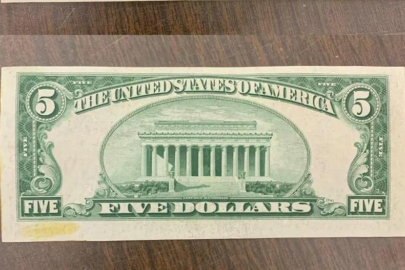 Back of rare $5 bill