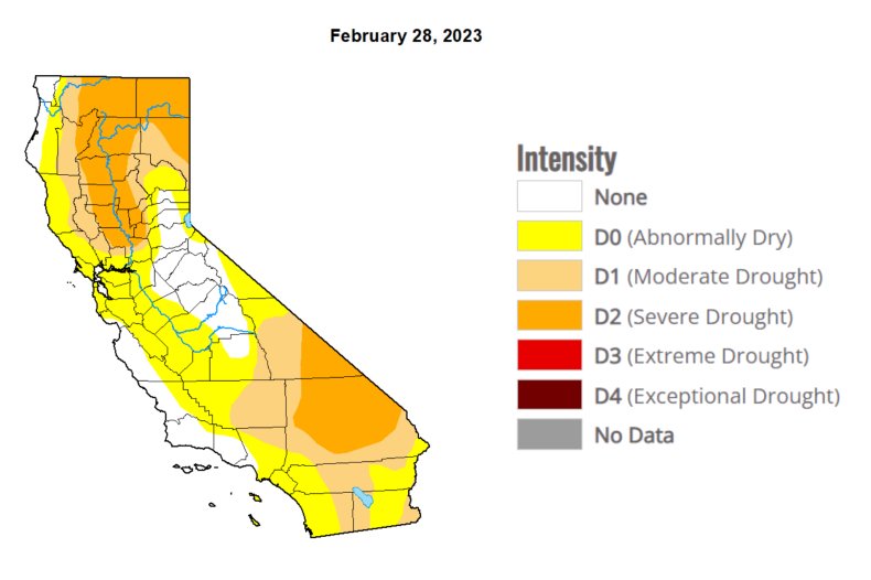 drought in california maps february 28