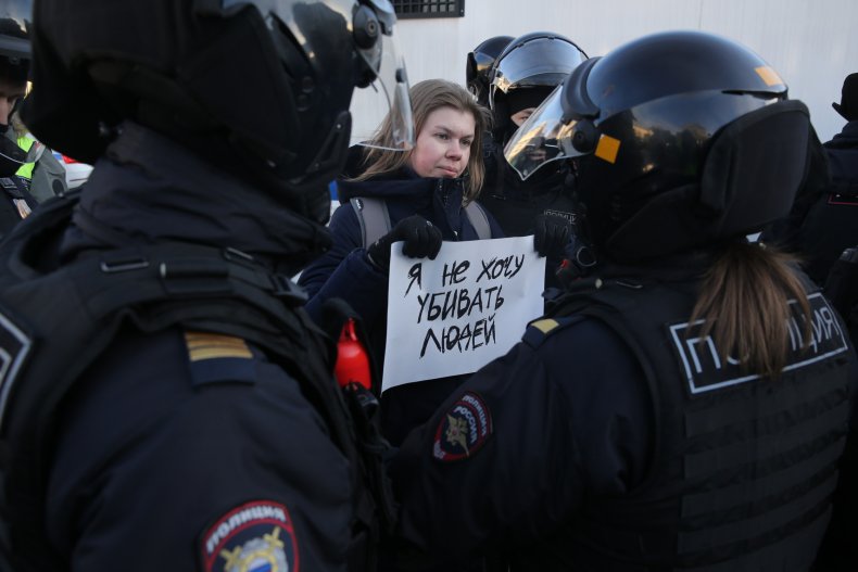 Russian protester in Moscow