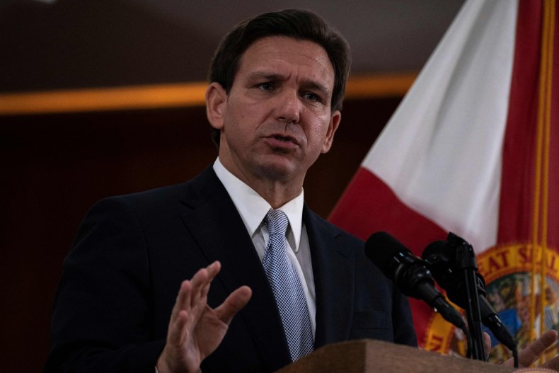Governor Ron DeSantis speaking to the media