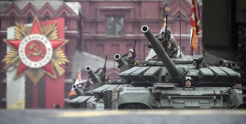 Russian T-72 tanks parade Moscow Red Square