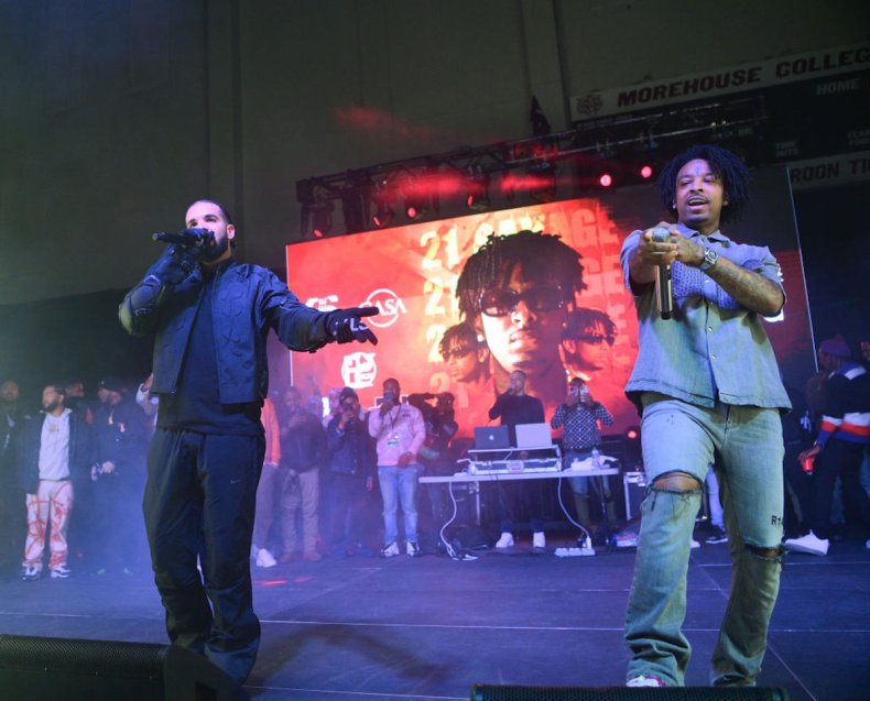 Drake and 21 Savage on stage