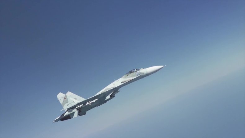 Russia, Su-27, intercept, US, bomber, August, 2020