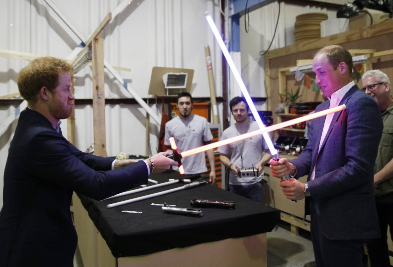 Prince Harry and Prince William Lightsaber Battle