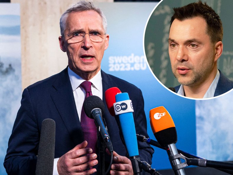 Comp, Nato, Jens Stoltenberg and Oleksii Arestovych