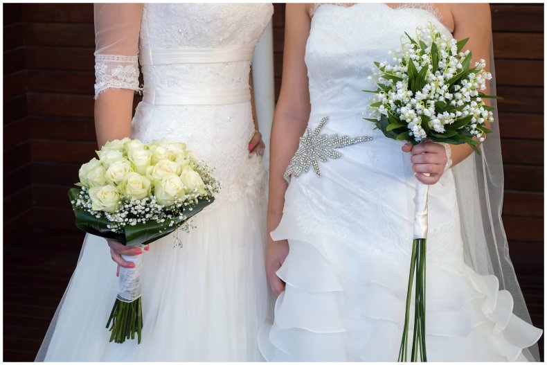 Stock image of two brides