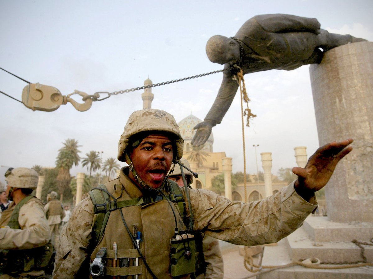 U.S. Marines Saddam Hussein Statue 