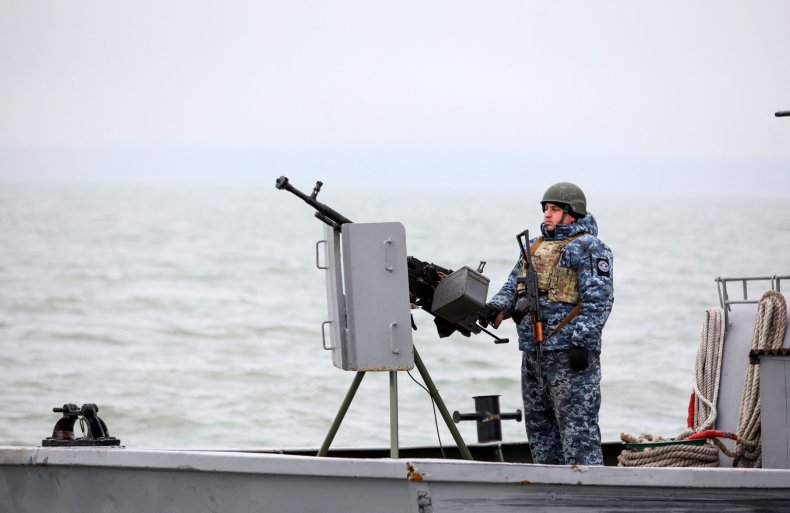 A serviceman at Ukraine's Black Sea port 