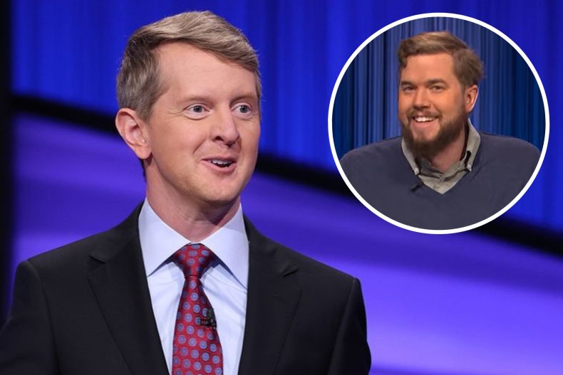 "Jeopardy!" host Ken Jennings, contestant Stephen Webb