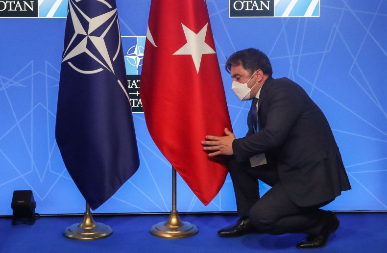 Turkey and NATO flags at NATO HQ