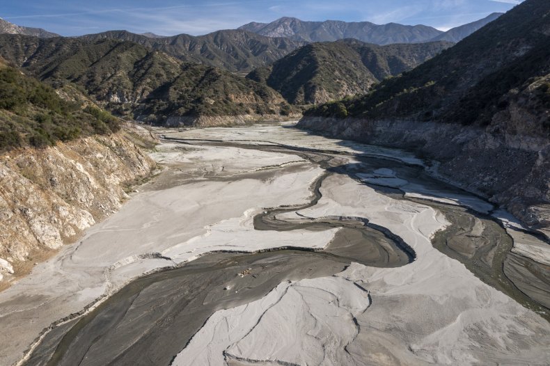 A parched riverbed in California