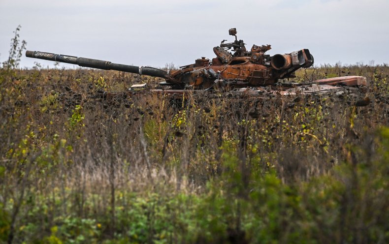 Burnt Russian tank