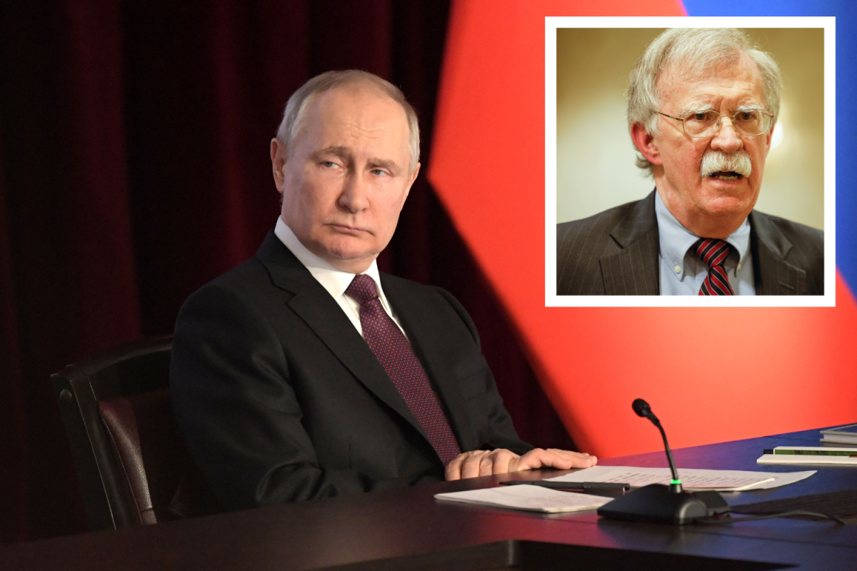 Vladimir Putin and John Bolton inset pic