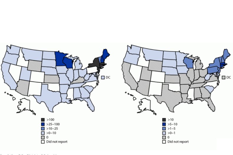 cdc figure of babesiosis range