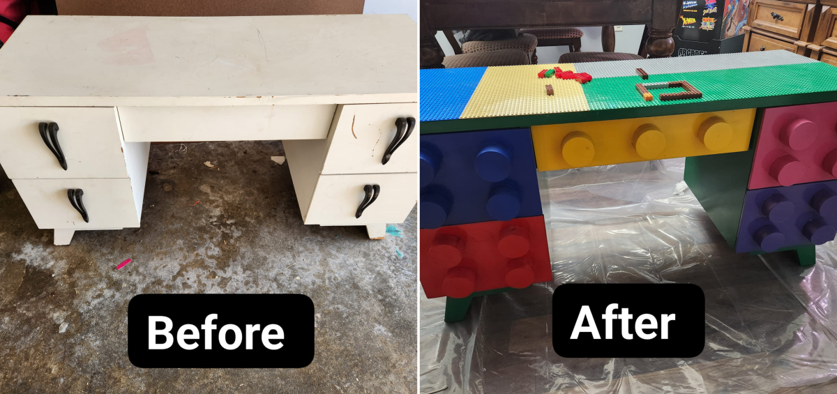 Lego table before and after