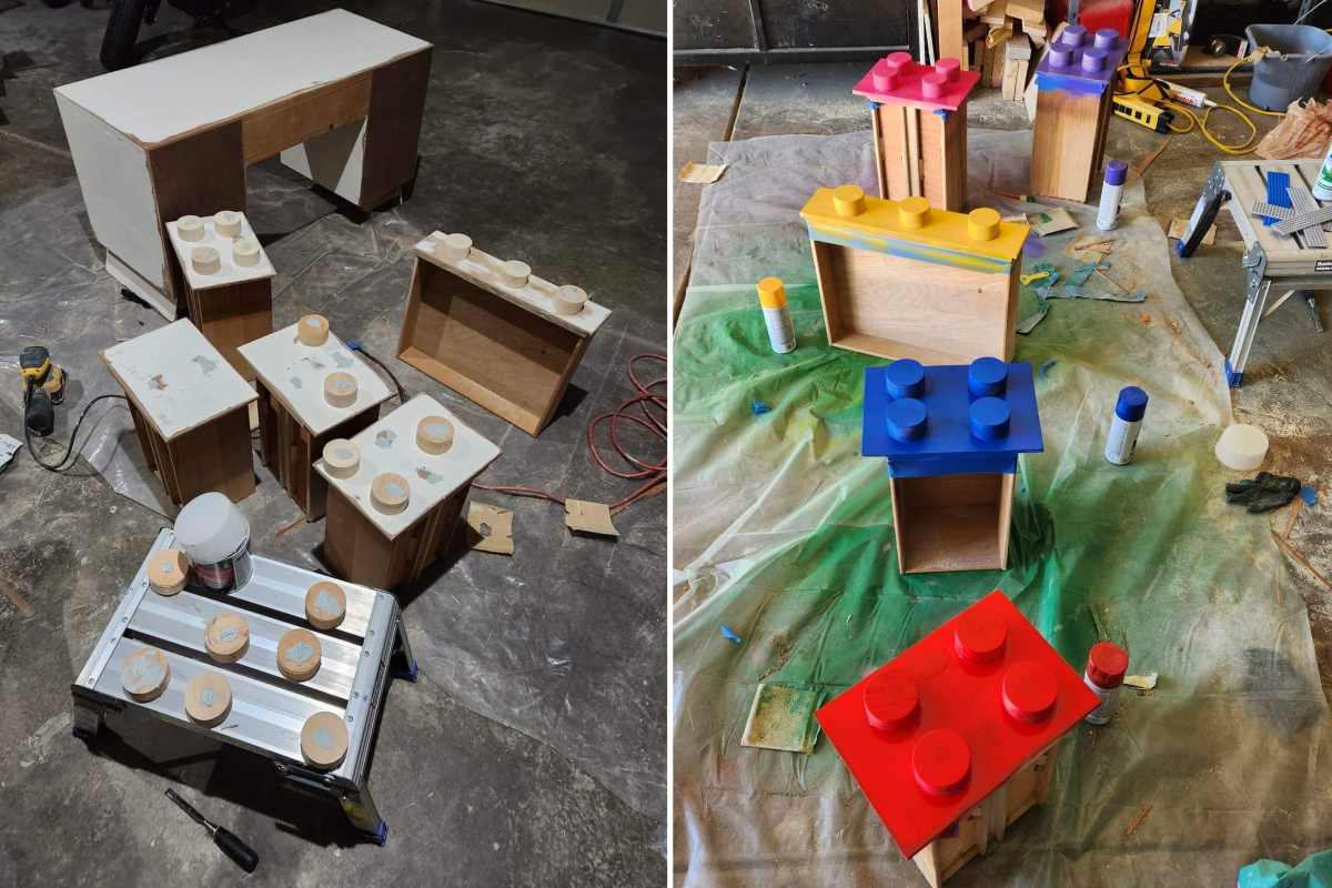 Mom Creates Custom Lego Station for Kids With Nail Glue and Spray Paint