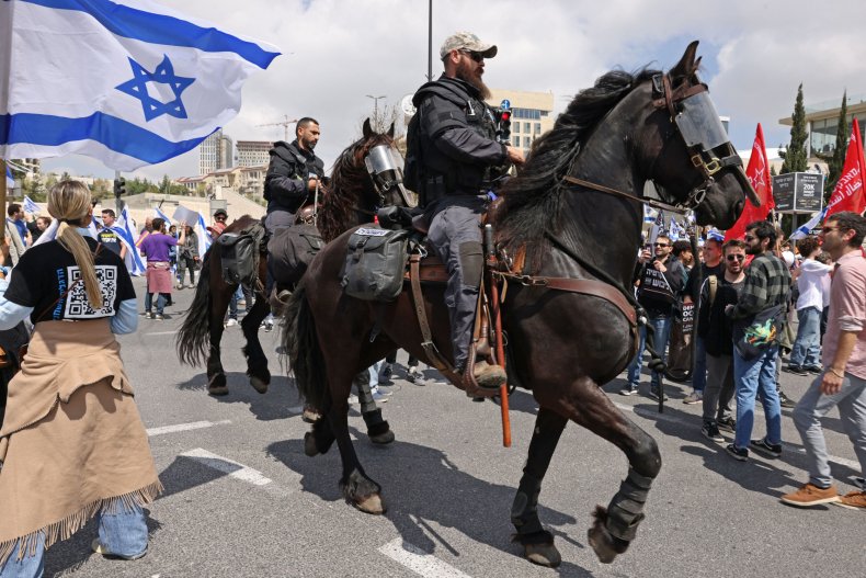 Protestation contre les chevaux de la police israélienne