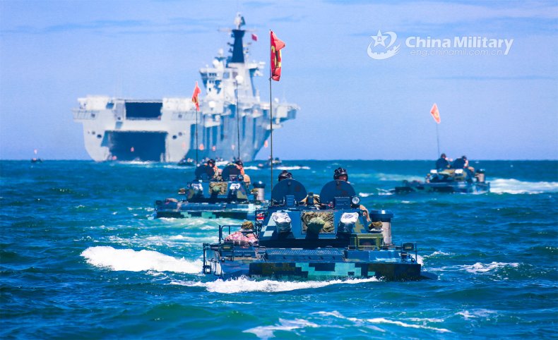 China, PLA, Navy, conducts, amphibious, landing, exercise