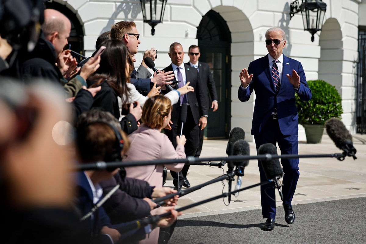 Joe Biden with reporters
