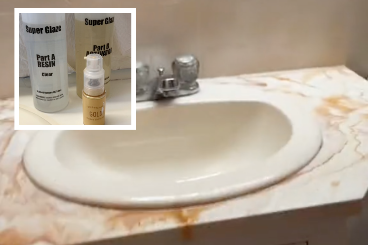 Mom Revamps Bathroom Sink for Only $50 Using Edible Glitter From Walmart