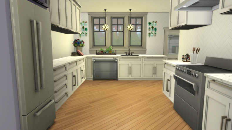 Scamman's Sims 4 historical home kitchen design