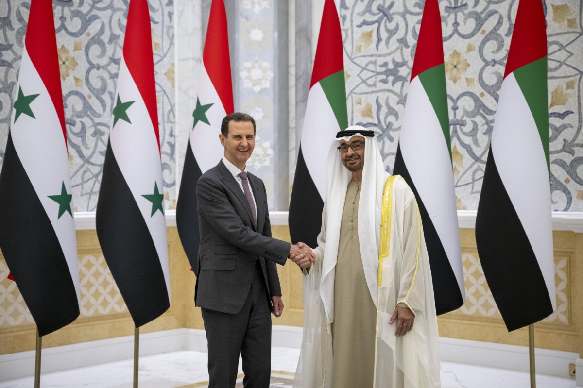 Syria, Assad, and, UAE, MbZ, shake, hands