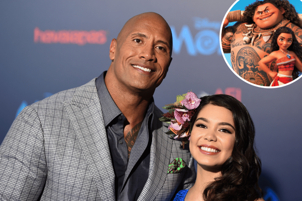 Dwayne Johnson and Auli'i Cravalho Moana premiere