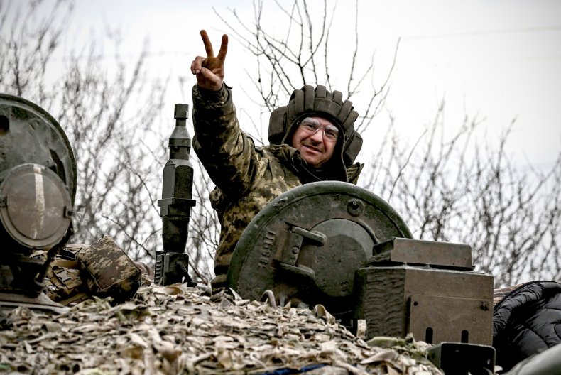 Ukrainian serviceman in Bakhmut 