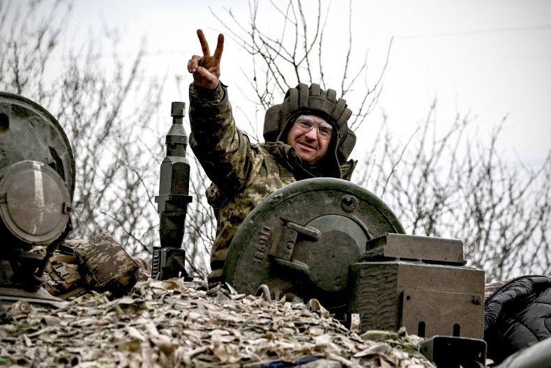 Ukrainian serviceman in Bakhmut
