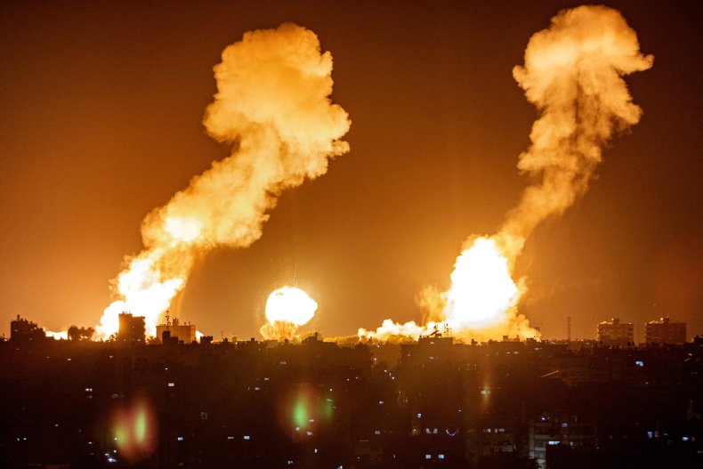 Israel, conducts, airstrikes, against, Palestinian, Gaza, Strip