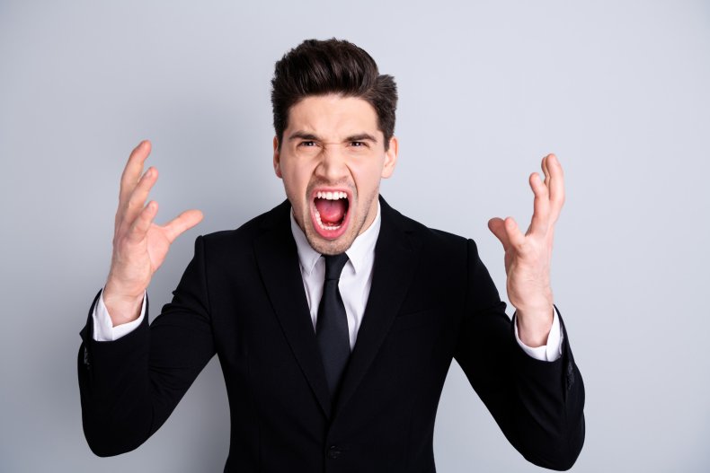 best man angry yelling suit