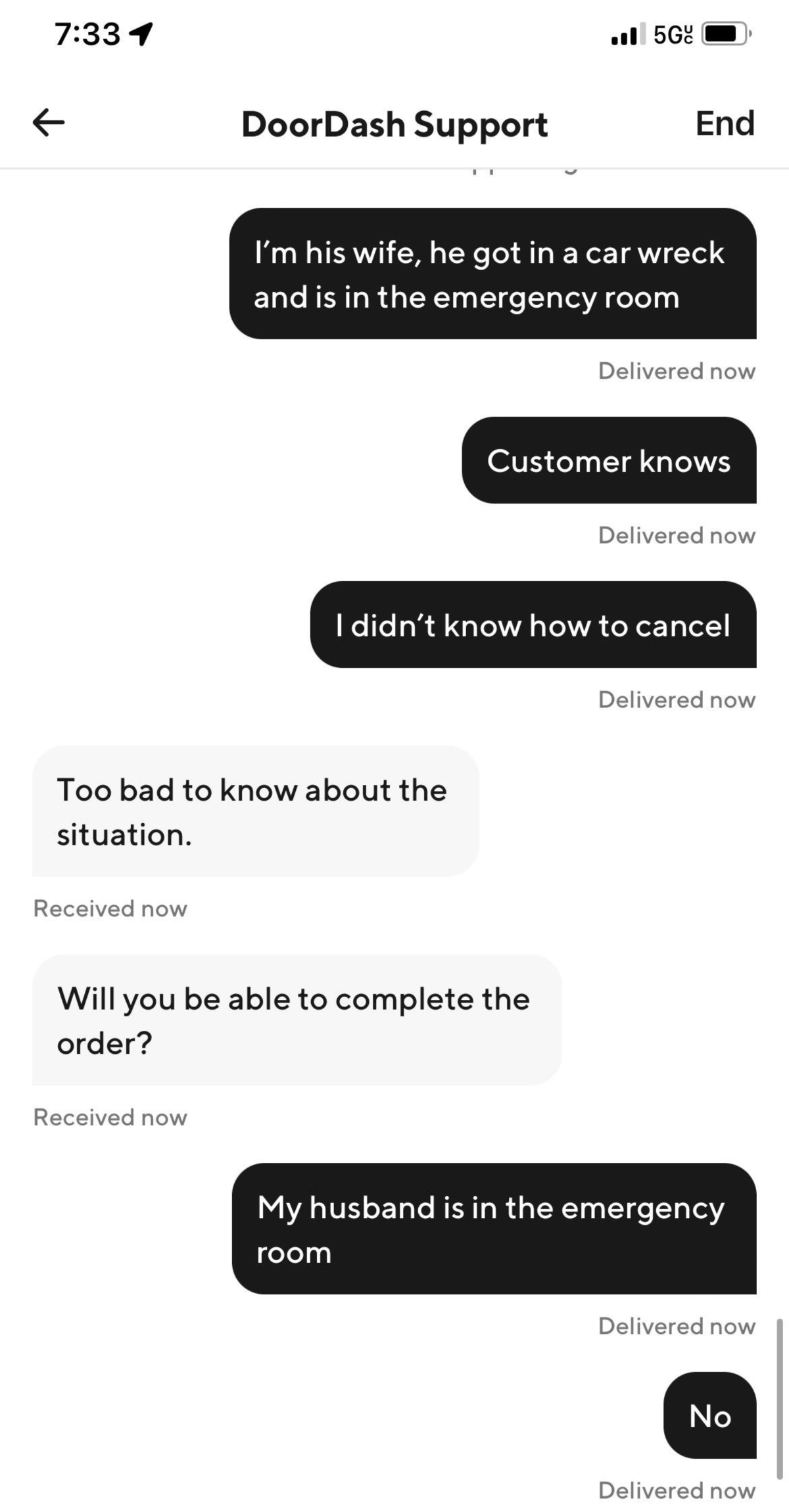 DoorDash Asks Driver's Wife To Complete Order After He Is Rushed to ER