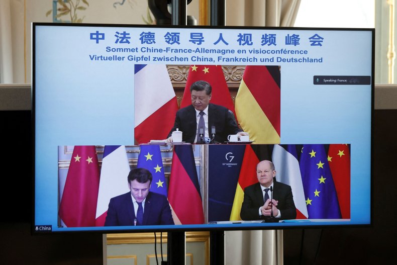 China, Xi, Prancis, Macron, Jerman, Scholz, bertemu