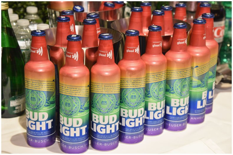rainbow bottles of Bud Light