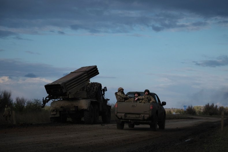 Ukraine Grad and pickup near Bakhmut donetsk