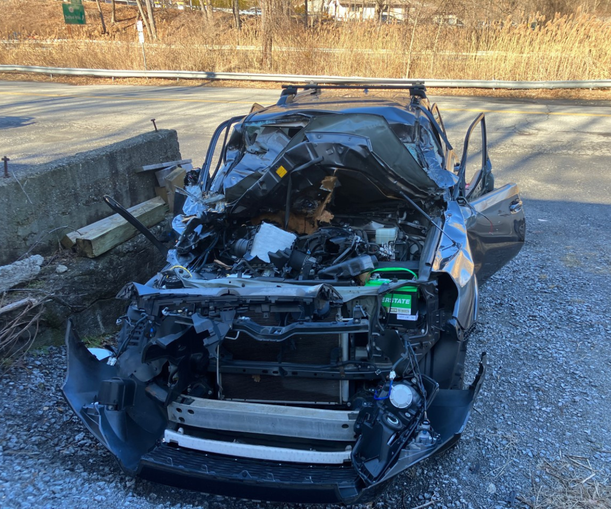 Frost's destroyed car after the accident