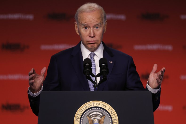 Joe Biden addresses a conference