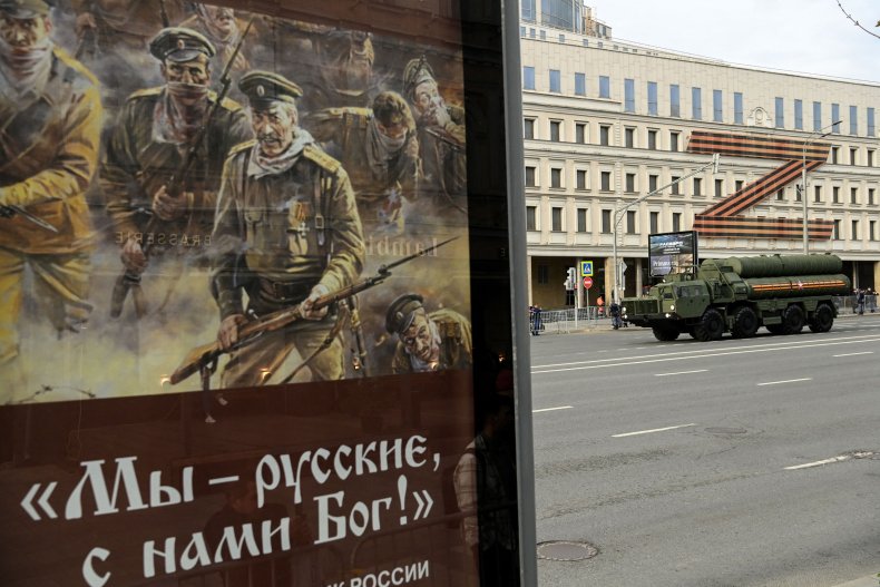 Russian S-400 with Z and WW2 poster