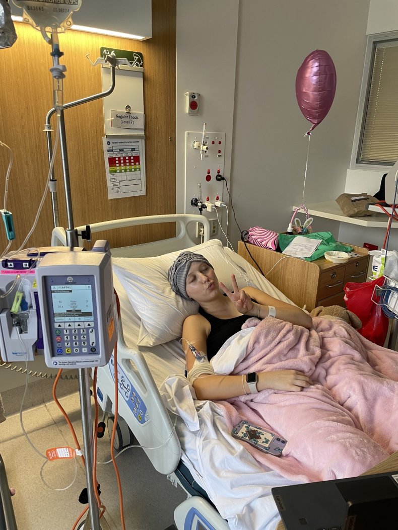 Olivia Jennings in hospital for chemotherapy